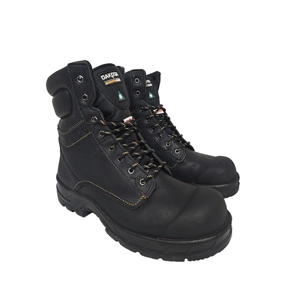 Dakota Men\'s 8\'\' 877 Steel Toe Steel Plate Insulated Work Boots Black Size 12M